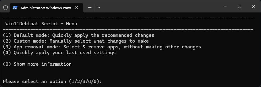 Win11Debloat Menu