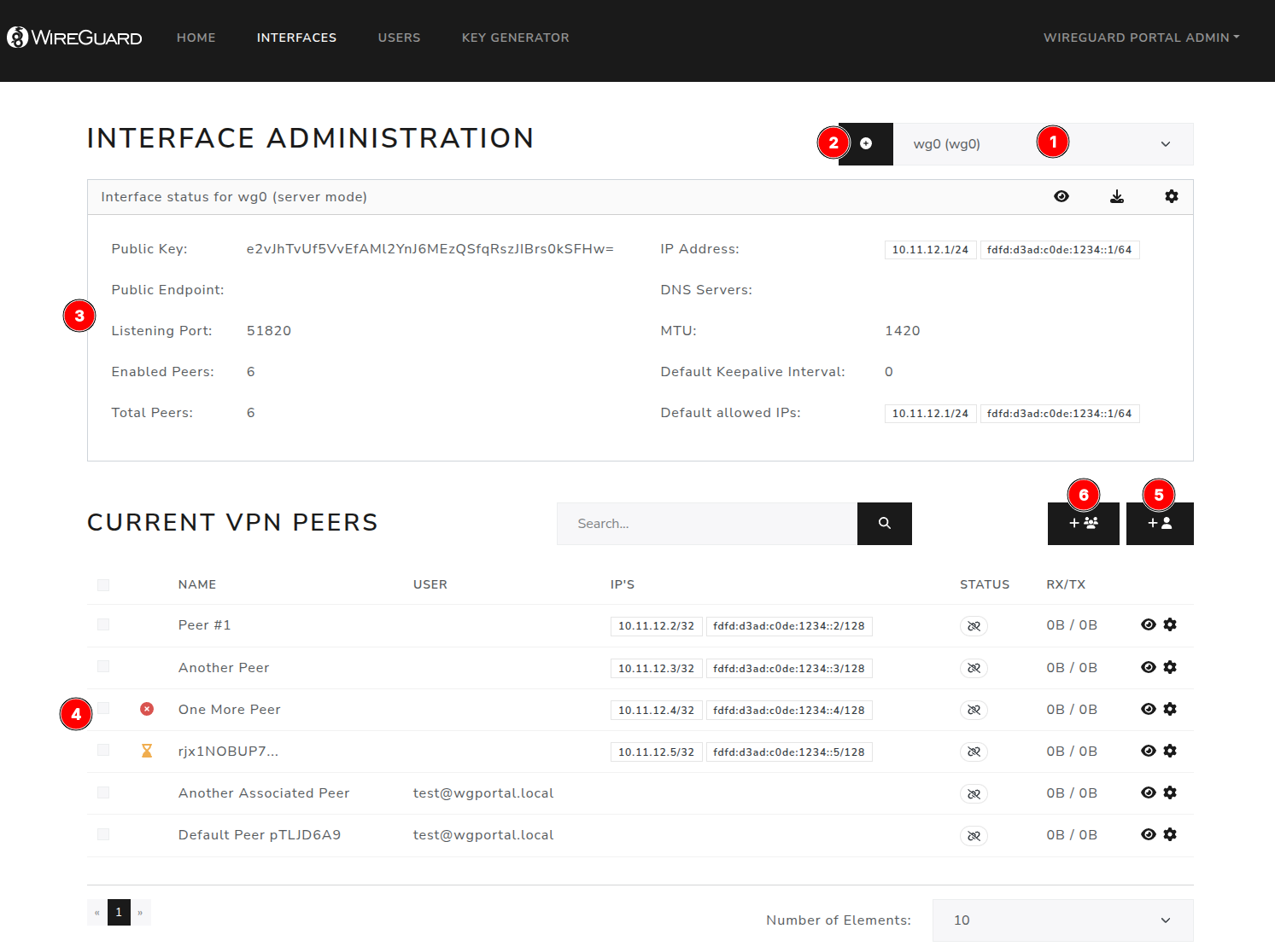 WireGuard Portal Interface View