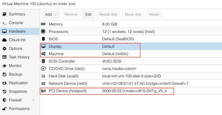Ubuntu VM iGPU Split Hardware Settings